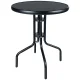Balcony garden table black glass