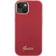 Guess iPhone 15 Case Silicone Script Metal Logo & Frame, Red
