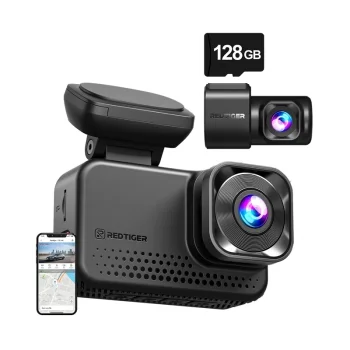 REDTIGER VC70 Wi-Fi 6 4K + 2.5K Dash Cam with GPS and 128GB Card