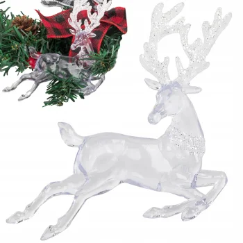 Transparent Reindeer Christmas Tree Ornament with Glitter, 13 cm