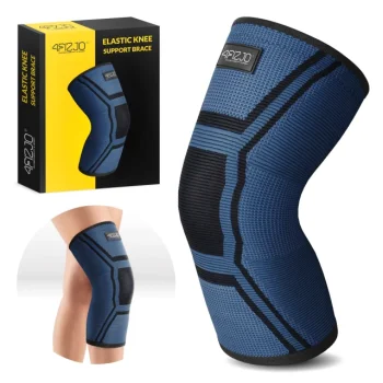 4FIZJO Elastic Knee Support Brace XXL, Black with Blue