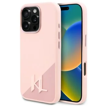 Karl Lagerfeld Silicone Shadow Metal Initial MagSafe Phone Case Cover iPhone 16 Pro Max - Pink