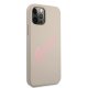 Guess iPhone 12 Pro Max Case Silicone Vintage Script, Gray Pink