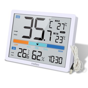 Digital Weather Station METEO SP109 Indoor Outdoor Thermometer, white