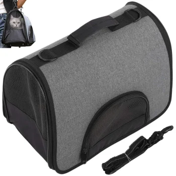 Large Pet Carrier Bag for Dogs and Cats, Grey