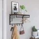 Industrial Wall Mounted Coat Rack with Shelf and Hanging Rail for Entryway, Rustic Brown