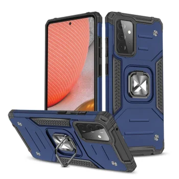 Wozinsky Ring Armor Case for Samsung Galaxy A72 4G with Kickstand and Ring Holder, Blue