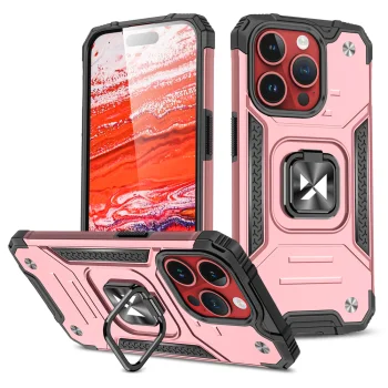 Wozinsky Ring Armor Case for iPhone 15 Pro Max with Ring Holder, Gold
