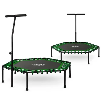 Neo-Sport 1103 Fitness Trampoline with Handle, 127 cm, Hexagonal, Green