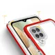 Hybrid Armor Clear 3 in 1 Case for Samsung Galaxy A22 4G, Transparent with Red Frame
