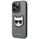 Karl Lagerfeld Saffiano Choupette Head Patch Case for iPhone 14 Pro, Silver