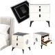 Smart Bedside Table with Fingerprint Lock and Wireless Charging, Ecru