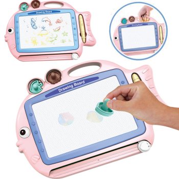 Colorful Magnetic Drawing Board for Kids Fish, Pink