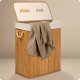 Massido Bamboo Laundry Basket with Lid, 2 Compartments, 100 L