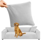 Ruhhy Stretch Velvet Corner Sofa Cover 190-230cm 26182, light grey