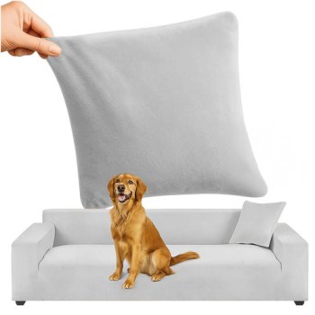 Ruhhy Stretch Velvet Corner Sofa Cover 190-230cm 26182, light grey