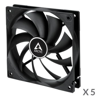 ARCTIC F12 PWM Case Fan Set, 120mm, Black, 5 pcs