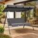 3-Seater Garden Swing Freestanding Steel MultiGarden, Grey