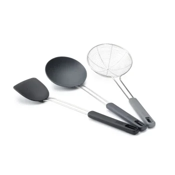 Joseph Joseph Nest Fusion 3-Piece Wok Utensil Set, Black/Silver