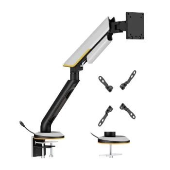 Heavy-Duty Single Monitor 24"-57" Gas Spring Arm Mount with RGB, Gray