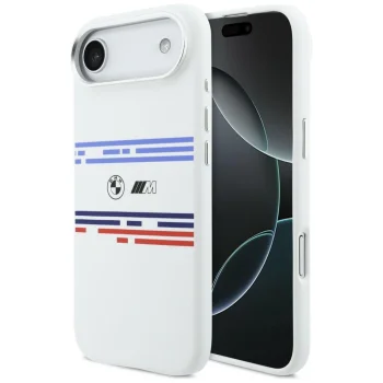 BMW M Silicon Horizontal Line MagSafe dėklas iPhone Air, baltas