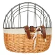 Wicker Bicycle Basket with Metal Grid for Dogs and Cats