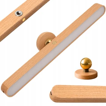 Magnetic LED Wall Night Light with USB-C, Wooden Design