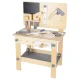 Workshop with wooden tools and work table