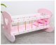 Toy Wooden Doll Bed Rocking Crib Cot Cradle + Accessories