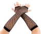 Long Fishnet Fingerless Gloves, Black