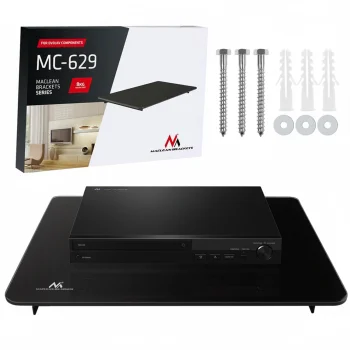 Maclean MC-629 Wall Shelf, Tempered Glass, 8kg, Black