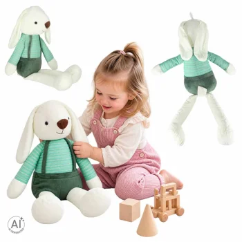 Plush Stuffed Toy Bunny in Green Pants 70 cm