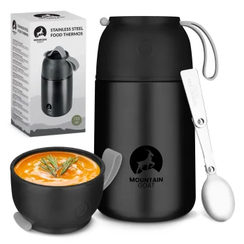 4Fizjo Stainless Steel Food Flask 720 ml, Black