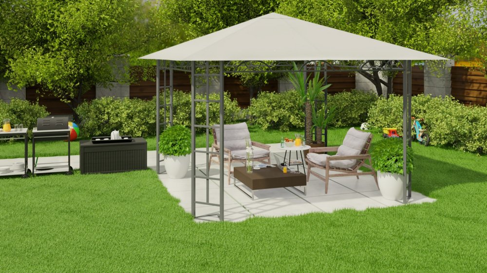 Beige Garden Pavilion Tent Plonos (without walls), 3x3m (1)