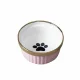 Ceramic Pet Bowl Set on Stand for Cats and Dogs 2x300ml Pink/Gold