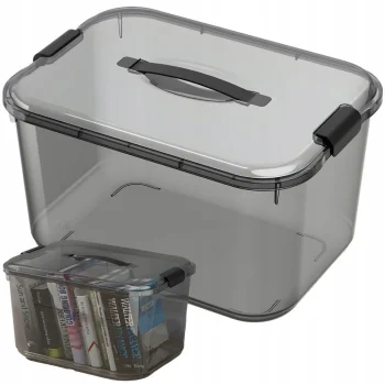 Storage Box with Lid and Handle, 20L, Black