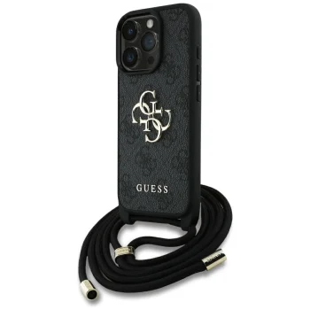 Guess 4G Big Logo Cord Strap Crossbody Case for iPhone 16 Pro Black