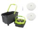 Rotating 360° mop set with bucket, dispenser and 2 microfiber pads
