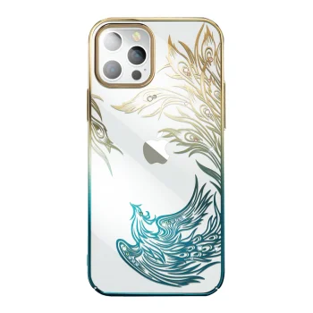 Kingxbar Phoenix Case for iPhone 14 Plus with Crystals, Gold and Blue