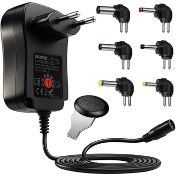 Izoxis Universal Power Supply 30W with 6 Tips, USB, 3-12V