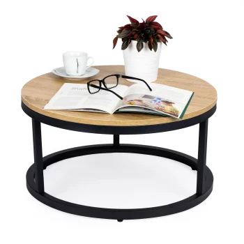 ModernHome Round Industrial Loft Coffee Table 60 cm