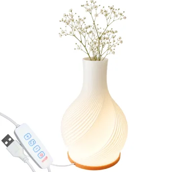 LED Table Lamp and Vase 2-in-1, 3 Light Colors, Ecru