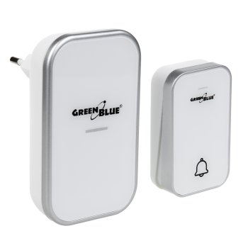 GreenBlue GB157 W Wireless Kinetic Doorbell, 38 Melodies, 200m, White