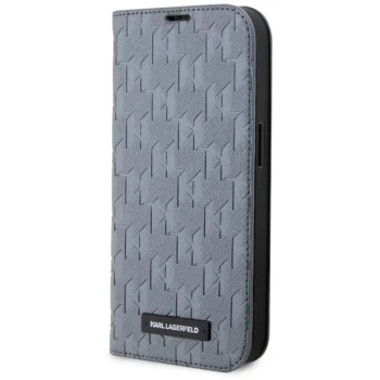 Karl Lagerfeld iPhone 14 Wallet Case Saffiano Mono, Silver
