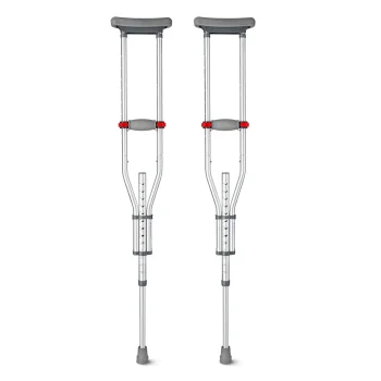 4FIZJO Height-Adjustable Underarm Crutches (Pair), Silver