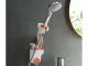 Adjustable Wall Mount Holder for Hair Dryer and Shower Head, White/Orange