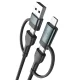 3mk Hyper Cable N-SERIES 2 in 2 USB-A/C to USB-C/Lightning 1.2m 60W - Black
