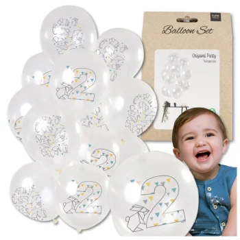 Transparent Balloons 2nd Birthday Origami, 30 cm, 12-Pack
