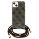 Guess iPhone 15 / 14 / 13 Case Crossbody Cord 4G Print, Brown