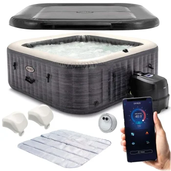 Intex 28450NP PureSpa Inflatable Hot Tub for 4 Persons, 175x71 cm, Grey